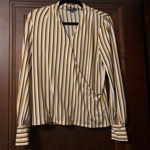 Mustard Long Sleeve Striped Blouse